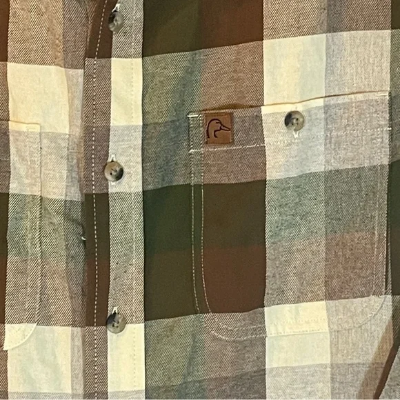 Ducks Unlimited Flannel Shirt Mens Medium Brown Plaid Long Sleeve Button Up NWT - Picture 2 of 13
